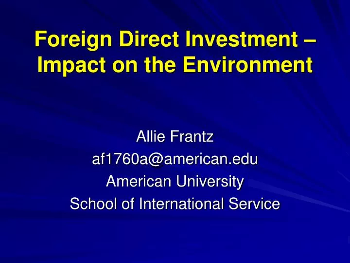 foreign direct investment impact on the environment