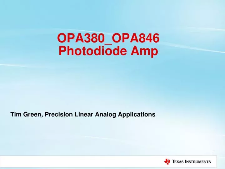opa380 opa846 photodiode amp