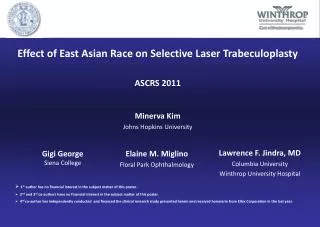 Effect of East Asian Race on Selective Laser Trabeculoplasty ASCRS 2011 Minerva Kim