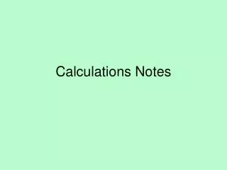 Calculations Notes