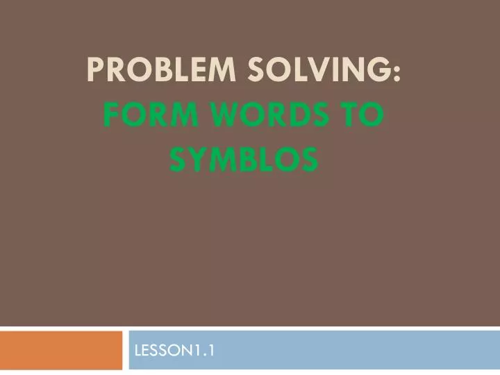 problem solving form words to symblos