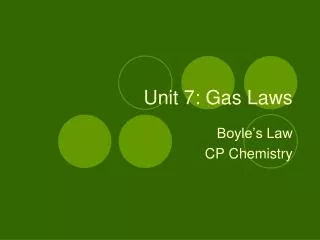 Unit 7: Gas Laws