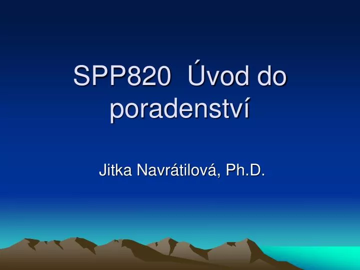 spp820 vod do poradenstv