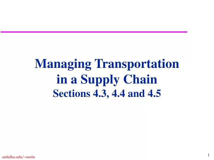 managing transportation in a supply chain sections 4 3 4 4 and 4 5