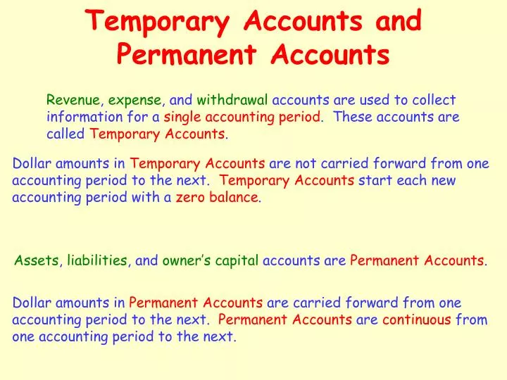 temporary accounts and permanent accounts