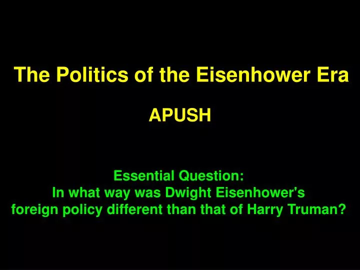 the politics of the eisenhower era
