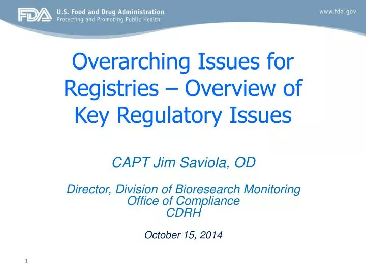 overarching issues for registries overview of key regulatory issues