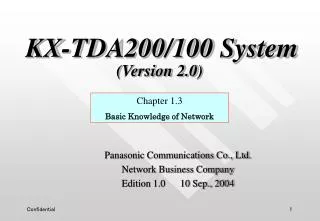KX-TDA200/100 System (Version 2.0)
