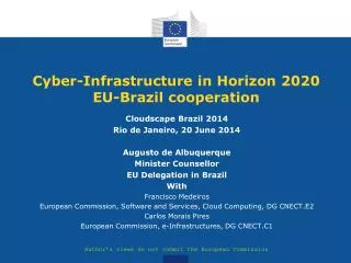 Cyber-Infrastructure in Horizon 2020 EU-Brazil cooperation