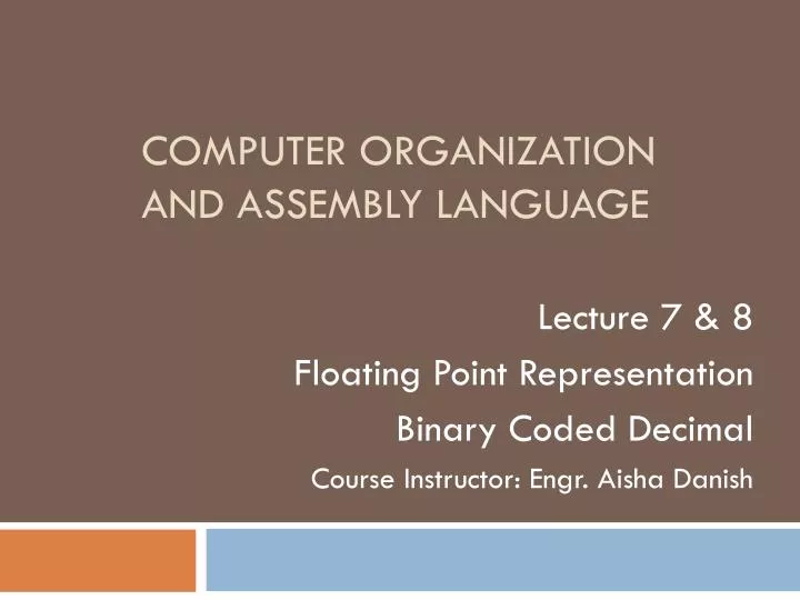 computer organization and assembly language