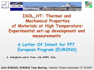 ISOL_HT: Thermal and Mechanical Properties of Materials at High Temperature: