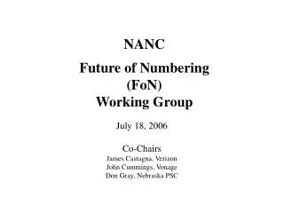 NANC Future of Numbering (FoN) Working Group