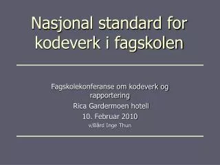 nasjonal standard for kodeverk i fagskolen