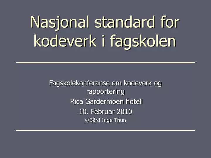 nasjonal standard for kodeverk i fagskolen