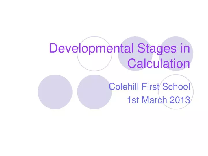 developmental stages in calculation