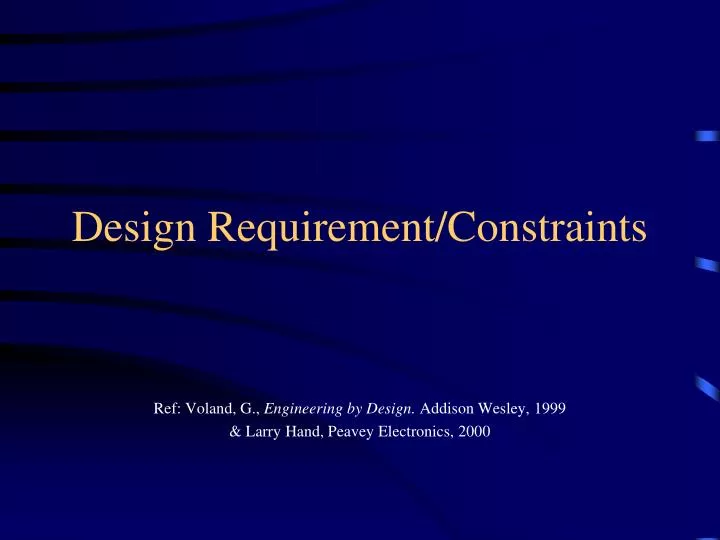 design requirement constraints