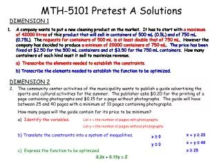 MTH-5101 Pretest A Solutions