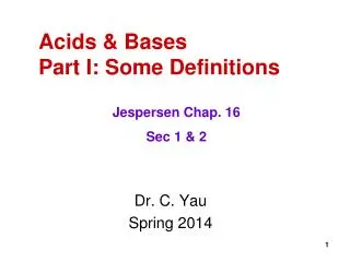 Acids &amp; Bases Part I: Some Definitions