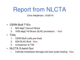 Report from NLCTA