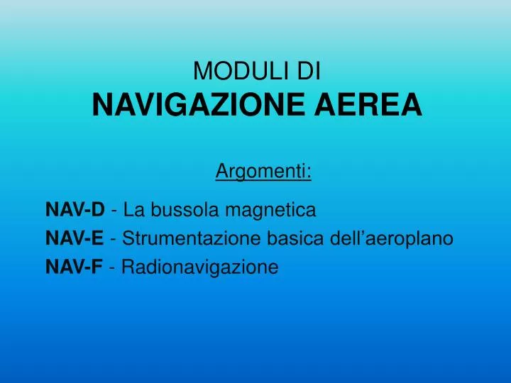 moduli di navigazione aerea