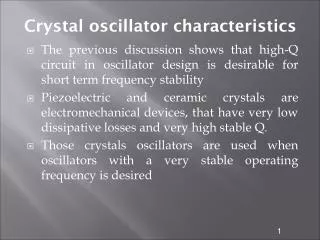Crystal oscillator characteristics