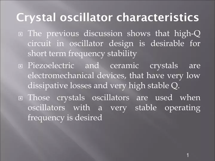 crystal oscillator characteristics