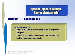 Special Topics in Multiple Regression Analysis