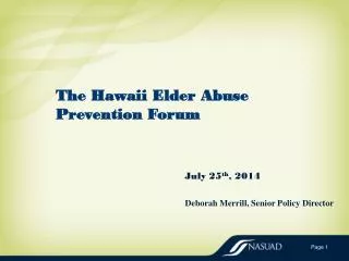 The Hawaii Elder Abuse Prevention Forum
