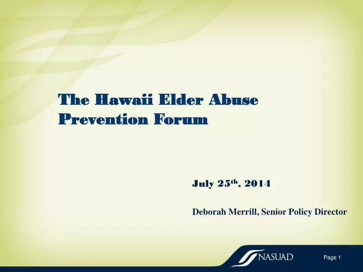 the hawaii elder abuse prevention forum