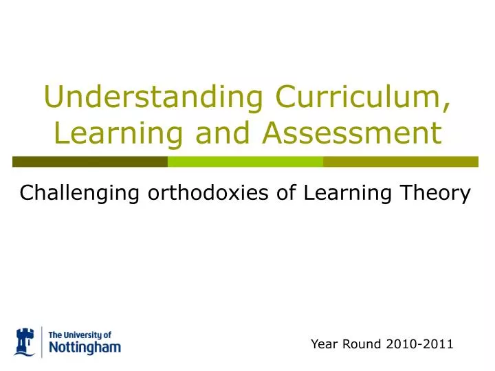 understanding curriculum learning and assessment