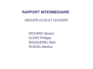 rapport intermediaire