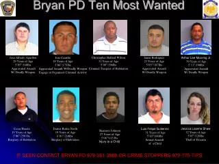 Bryan PD Ten Most Wanted