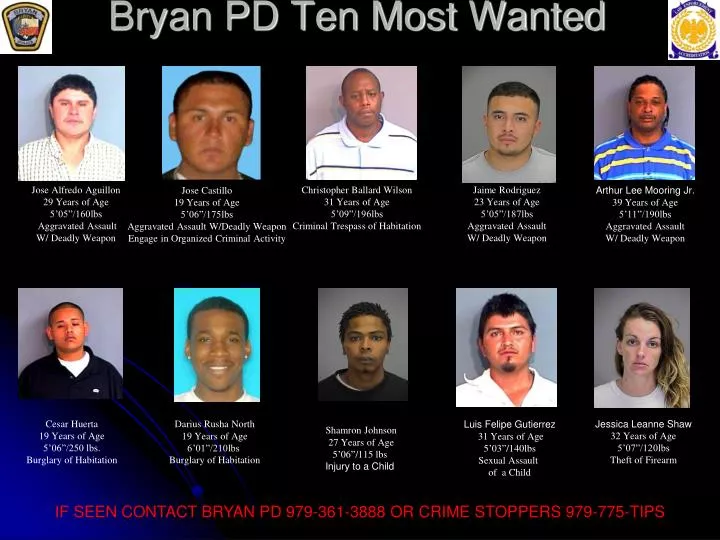 bryan pd ten most wanted