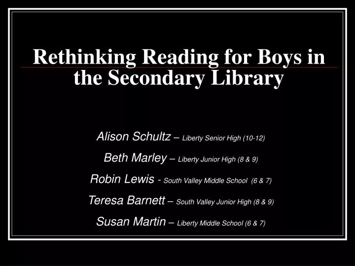 rethinking reading for boys in the secondary library