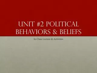Unit #2 Political Behaviors &amp; Beliefs