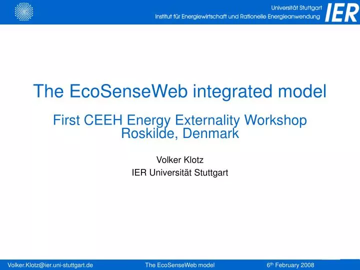 the ecosenseweb integrated model first ceeh energy externality workshop roskilde denmark