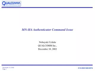 MN-HA Authenticator Command Issue