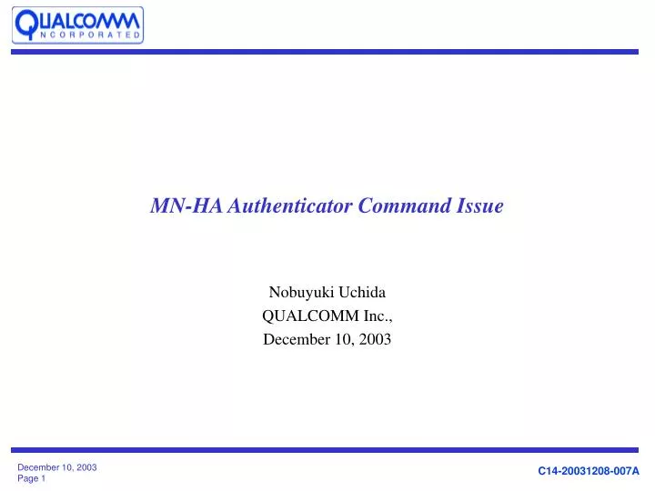 mn ha authenticator command issue