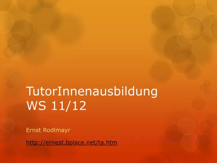 tutorinnenausbildung ws 11 12