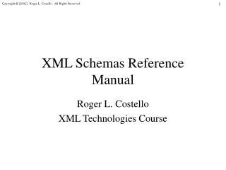 XML Schemas Reference Manual