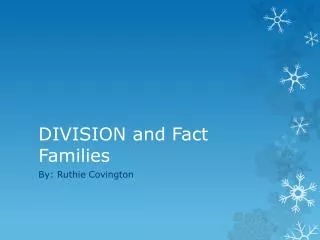 DIVISION and Fact Families