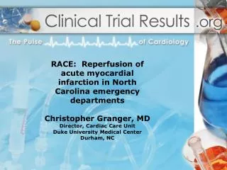 R eperfusion in A MI in C arolina E mergency Departments