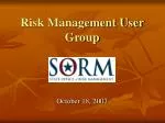 Risk Management User Group - slide 1