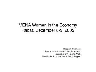 MENA Women in the Economy Rabat, December 8-9, 2005