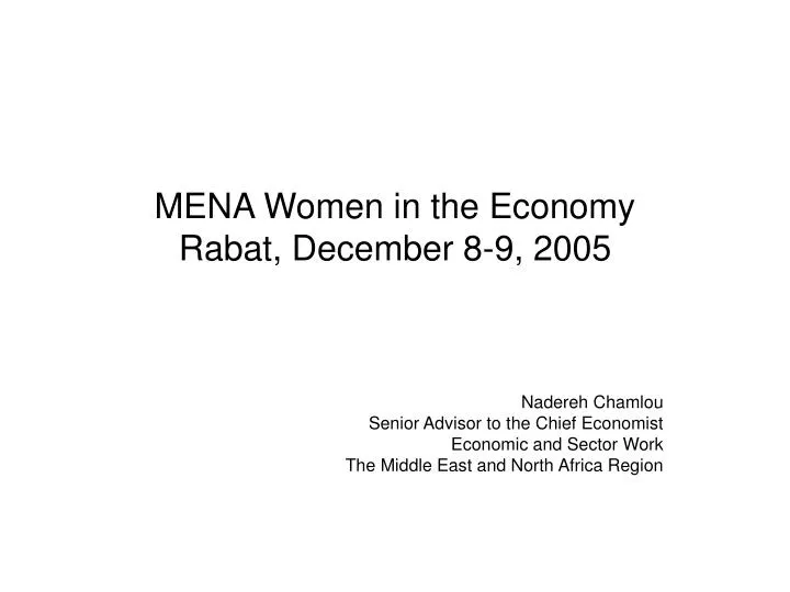 mena women in the economy rabat december 8 9 2005