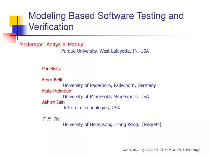 modeling based software testing and verification