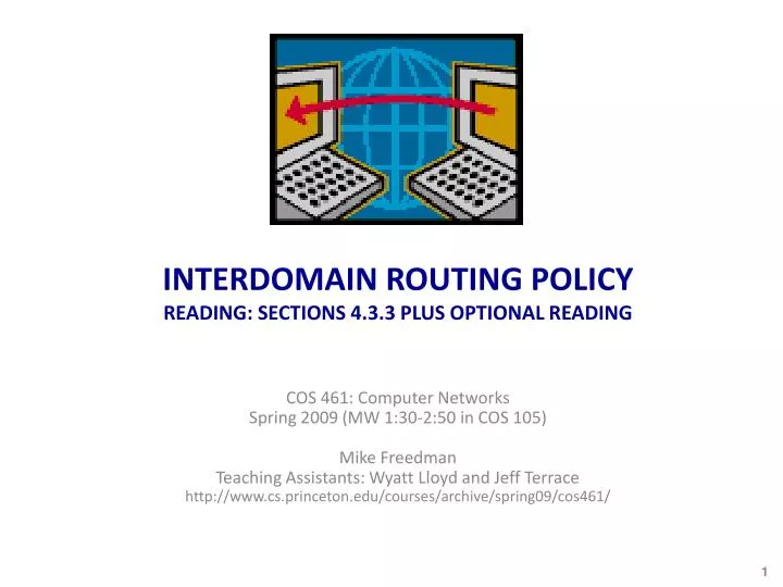 interdomain routing policy reading sections 4 3 3 plus optional reading