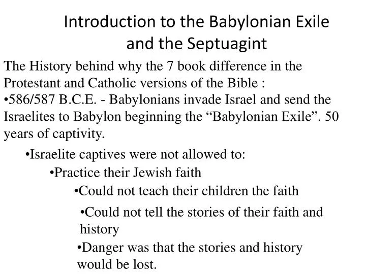 introduction to the babylonian exile and the septuagint