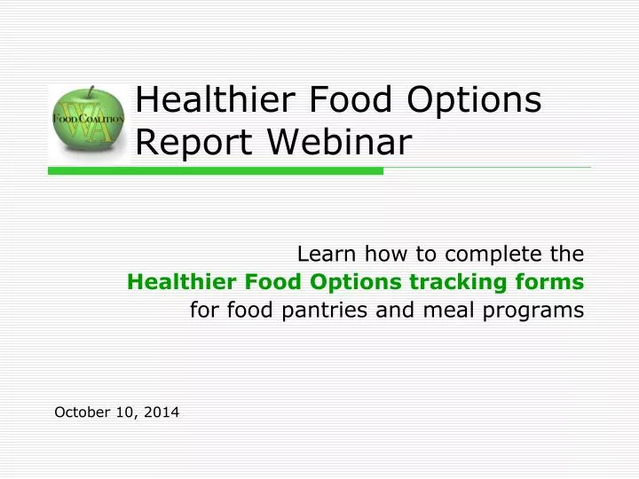 healthier food options report webinar