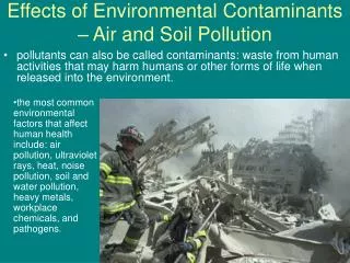 Effects of Environmental Contaminants – Air and Soil Pollution